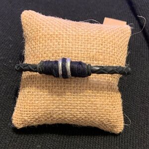 Elegant Black and Silver Leather Bracelet